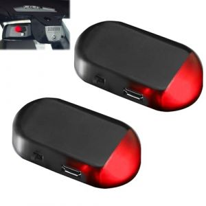 Lot de 2 Alarme Voiture Factice,Fausse Alarme Voiture Solaire,LED Rouge Clignotant Voiture,Outil D'interf&eacute;rence Mol&eacute;culaire &Eacute;lectromagn&eacute;tique pour Syst&egrave;me de S&eacute;curit&eacute; de Voiture (Zhou Manman, neuf)