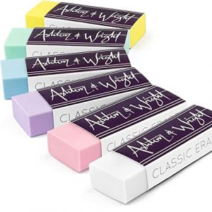 Ashton and Wright - Gomme classique - Caoutchouc plastique sans latex - [Lot de 6] - Lot de 5 pastels + 1 blanc (OMGHC., neuf)