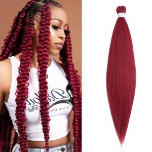 S-noilite Long EZ Braids Extensions de cheveux pré-étirées faciles à tresser pour crochet Box Twist Braids Ombre Yaki Cheveux synthétiques Réglage de l'eau chaude, 66 cm 1 paquet 90 g,Rouge foncé (EU Fancy Activestyle, neuf)