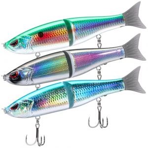 Bassdash Combinaison d'appâts de pêche SwimShad Glide Baits Leurres Coulissants Swimbait Articulé pour Achigan, Brochet, Saumon, Truite, Maskinongé - Lot de 3 (Bassdash-UK, neuf)