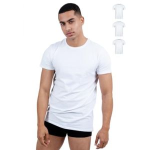 SKIPPER Lot de 3 Stretch T Shirt Homme Col Rond I Maillot de Corps Blanc I Tricot de Corps 95% Coton 5% Élasthanne I sous Chemise Manches Courtes I Label Oeko-TEX® 3XL (Skipper-wear, neuf)