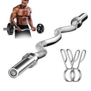 uyoyous Barre EZ Curl 120 cm, Barres d'haltère Barre de Musculation Ø 50 mm avec 2 Colliers à Ressort Barres de Bouclage EZ Barres de Triceps EZ Curl Bar pour la Musculation, la Salle de Sport (ddzpx, neuf)