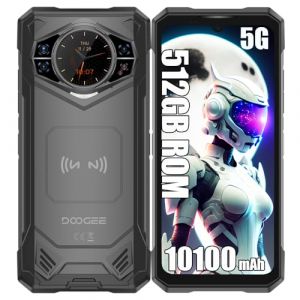 DOOGEE S200X 5G T&eacute;l&eacute;phones Portables D&eacute;bloqu&eacute;s, 32 Go + 512 Go, 10100 mAh/33 W, 4G Robuste, 100 MP + 20 MP (Vision Nocturne) + 20 MP, 6,72 Pouces AMOLED FHD+ Smartphones Noir (MOBILE STORE ON SALES, neuf)