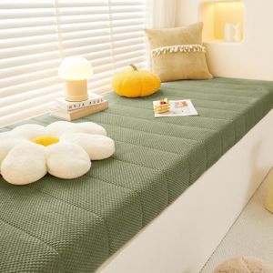 Coussin de Banc et Banquette 5 cm d&rsquo;&Eacute;paisseur Housse Amovible Lavable Surface Antid&eacute;rapante pour Banc Int&eacute;rieur Ext&eacute;rieur Patio Fen&ecirc;tre Mousse 55D Velours C&ocirc;tel&eacute;(Green,160 X 60 cm X 5cm Thick) (GZGLZDQ, neuf)