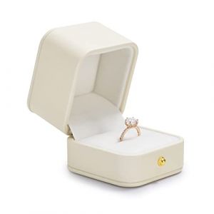 Oirlv Blanc PU Cuir Boite Bague Fiancaille,Ecrin Bague,Ring box pour Mariage Proposition Anniversaire Saint Valentin (OIRLV, neuf)