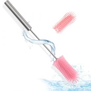 LWLWA Brosse Bouteille, Manche Long Brosse Biberon Bébé, Presse Pivotante Écouvillon Bouteille, avec Tête de Brosse de Rechange, Amovible, pour Nettoyer Bouteilles d'eau, Tasses et Biberons (LWLWA, neuf)