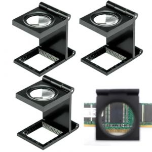 XUZOPIM 3 Pièces 8X Loupe De Table Compte-Fils, Loupe De Poche De Table Pliable De Échelle Loupe De Lecture Pour Outils De Bijoux Textile Travail Maison Artisanat Réparation Bureau Journaux (Noir) (ZHAO  XINWEI uk shop, neuf)
