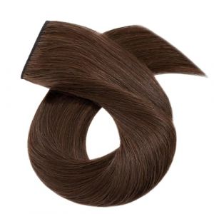 Extension Cheveux Extensions de cheveux humains à clipser de 40 à 66 cm, une pièce avec 5 clips, blond brésilien lisse Extension Cheveux Naturel(Medium Brown,18inches) (hairongshangdian, neuf)
