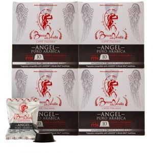 BOCCA DELLA VERITA - Bo&icirc;te de 40 capsules de caf&eacute; italien ANGEL Arabica 100%, Capsules compatibles avec la machine &agrave; caf&eacute; Lavazza&reg; A Modo Mio, 100% Made in Italy (God Save The Coffee, neuf)