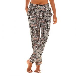 Pantalon Yoga Femmes Fluide Bouffant Pantalon Fluide Femme été Taille Haute Harem Pantalon Sport Femme Bloomers Sarouel Pants D'été Floral Imprimer Élastiquée Taille Yoga Sport Leggings (allthemoneycomestomyhouse, neuf)
