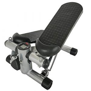 Mini stepper 2 en 1 Vélo d'appartement, Stepper pour la maison avec résistance réglable, stepper haut et bas avec écran LED et 2 extenseurs-38 * 30 * 21 cm-gris noir (Hechheu, neuf)