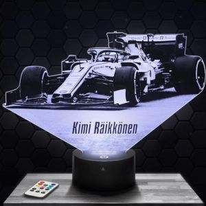 Lampe de chevet, Veilleuse Tactile Formule 1 K. Räikkönen F1 Lampe 3D LED illusion, Idée cadeau Noël anniversaire garçon et fille Lampe de nuit chambre d'enfant ou adulte (Lampephoto-fr, neuf)