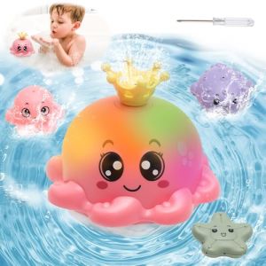 HENGBIRD Jouet de Bain Pieuvre b&eacute;b&eacute; Lumineux et Musical - 4 Buses interchangeables, Jeu d&rsquo;Eau Automatique, Jouet de Bain sensoriel pour Enfants 1 an+ Baignoire Piscine Douche (yinghonghuwaiyongpin, neuf)