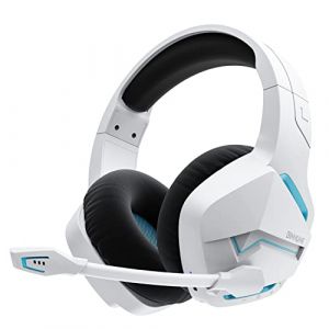 BINNUNE Casque Gaming sans Fil avec 2,4 GHz pour PS5, PS4, PC, NS, Joueurs FPS, 120 Heures + Bluetooth 5.3 écouteur Microphone Antibruit, 50 mm pour Ordinateur Portable - Blanc (BINNUNE-EU, neuf)
