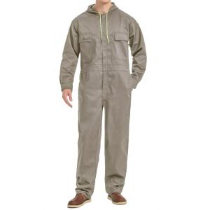 Yukirtiq Combinaison de Travail Homme Femme Multipoche Bleu de Travail Mécaniciens Salopette de Travail Combinaison Cote de Travail à Capuche, Kaki, L (Yukirtiq, neuf)