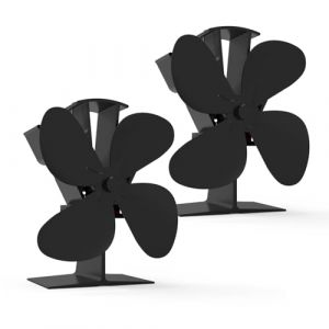kisidus Ventilateur Cheminée de Poêle à Bois Silencieux avec 4 Pales, Stove Fan Chaleur Efficacité Accrue pour Poêle à Granulés Gaz Bûche (Moyen 2 pcs) (XHRZ-EU, neuf)