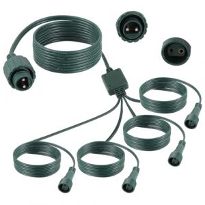 HUAREW Rallonge de guirlande lumineuse 72in, 1 &agrave; 4 R&eacute;partiteur de Guirlande Lumineuse, 2 Broches Connecteur Guirlande Lumineuse Noel pour Rideau Lumineux, guirlande Lumi&egrave;re Ext&eacute;rieure (HUAREW, neuf)