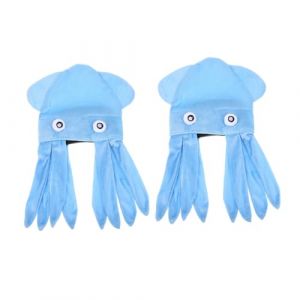 TEHAUX Lot de 2 Chapeaux Pieuvre Bleus en Peluche Couvre-Chefs Ludiques pour Adultes Gar&ccedil;ons et Filles Accessoires Festifs pour Halloween Anniversaires et D&eacute;guisements Marins (Breamblue N, neuf)