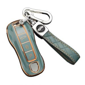 ontto TPU Coque de cl&eacute; de Voiture Adapt&eacute; pour Porsche Cayenne Panamera Macan 911 922 Carrera Taycan 2019-2020 T&eacute;l&eacute;commande TPU Cas Coque de Protection pour cl&eacute; de Voiture avec Porte-cl&eacute;s-Gris (Ontto, neuf)