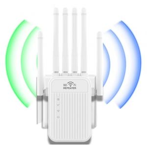 R&eacute;p&eacute;teur WiFi,Amplificateur WiFi,repeteur WiFi Puissant avec 6 Antennes Puissantes,2 Ports LAN,Mode R&eacute;p&eacute;teur & Routeur & AP,repeteur WiFi Exterieur Couverture WiFi de 1200 m&sup2;,Facile &agrave; Installer (QIAO LING SHOP, neuf)