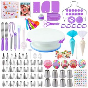 Kit de 356pcs Nifogo Accessoire Patisserie, Ustensiles à Pâtisserie Inclure Plateau Tournant Gateau, Poche a Douille, Decoration Anniversaire (Nifogo Deals, neuf)