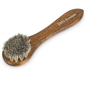 PREMYO Brosse Palot en CRIN de Cheval Gris Rond - Optimale Application de Cirage pour Chaussures en Cuir (PREMYO, neuf)