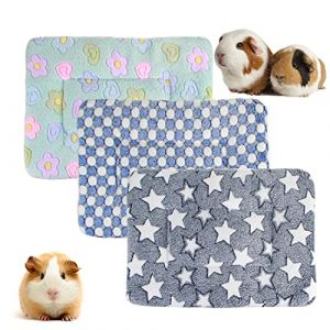 Lot de 3 lits en polaire pour petit animal, chauds et moelleux, tapis de couchage pour chaton, lapin, chinchilla, écureuil, hérisson (taille S : 38 x 28, G) (BundleMall, neuf)