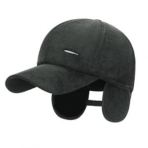 OhMill Homme Casquette d’Hiver avec Cache-Oreilles Chapeau de Coton Casquette de Baseball avec Oreillettes Pliant Coupe-Vent Anti-Froid pour Vélo Moto Ski (OHMillionUK, neuf)