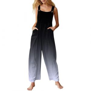Salopette Femme Ete Fluide Combinaison Femme Chic Salopette Ample Décontractée pour Femmes avec Bretelles Réglables Salopettes Femme Combishort Femme Ete (Gris,5XL) (EZJOBLA(7-12 days delivery), neuf)