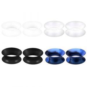 JENCVNL 4 Paires &Eacute;carteur d Oreilles, Bouchons d'Oreille Silicone Piercing Tunnel Jauges en Double &Eacute;largisseur d&rsquo;Oreille Tunnel pour Homme Femme, 6-25mm (Plusieurs couleurs, 10mm) (Yinker Port, neuf)