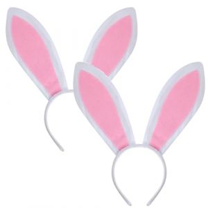 Serre-tête oreilles de lapin en peluche 2 pièces, serre-tête oreilles de lapin de Pâques pour femme, accessoires de déguisement, décoration de fête, convient aux adultes et aux enfants, blanc. (ANETTEE GLOBALISS, neuf)