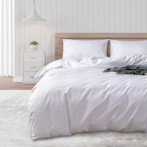 DUJUIKE Housse de Couette imperm&eacute;able, Prot&egrave;ge-Couette, Imperm&eacute;able, Convient aux Animaux domestiques, Chats et Chiens, Enfants, Personnes &acirc;g&eacute;es, Double Fermeture &eacute;clair (Blanc, 155 x 220 cm) (Sh-eu, neuf)