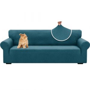 YSTELLAA Housse De Canap&eacute; 4 Places, Extensible Housse Canap&eacute; avec Accoudoirs, Universelle Sofa Cover Antid&eacute;rapante, &Eacute;paisse Sofa Cover Protection Griffures, Antisalissure Lavable, Bleu Paon (YSTELLAA, neuf)