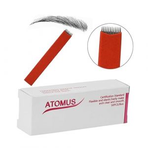 VICASKY Lot De 50 Lames De Microblading Rouge Inoxydable Plat 12 Mm Pour Sourcils Usage Professionnel F&eacute;minin Maquillage De Pr&eacute;cision (Micanties, neuf)