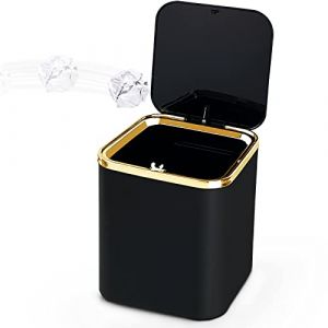 yuejuhe Mini Poubelle de Table avec Couvercle 2L, Petite Poubelle Cuisine, pour Salle de Bain, Plan de Travail, Sdb, Chambre, Bureau Enfant, Voiture (Noir) (yue ju he, neuf)