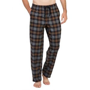 LAPASA Pantalon de Pyjama Homme 100% Flanelle de Coton Bas de Pyjama & de D&eacute;tente Maison Automne/Hiver M39 Marron & Gris (Flanelle) L (LAPASA-FR, neuf)