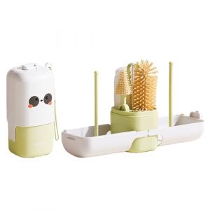 Goupillon 7 en 1 pour bébé – Brosse de nettoyage complète pour biberon avec brosse en silicone, brosse à tétine, brosse à paille, distributeur de savon et égouttoir – Idéal pour la maison et les (Mdream, neuf)