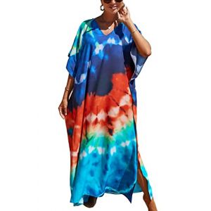 YOUKD Long Kaftan Bohemian Beach Maillot de Bain pour Femme Cover Up Robe Plus Size Robe (Youkeda, neuf)