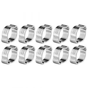 Colliers de serrage, clip de tuyau, attache de tuyau, 10 pièces collier de serrage à deux oreilles en acier inoxydable plaqué zinc 5-23 mm pour tube de tuyau d'essence Fule(11-13Mm) (Karsew, neuf)
