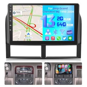 NHOPEEW Radio de Voiture 2+64G pour Jeep Grand Cherokee WJ 1998-2004 - Carplay sans Fil et Android Auto - St&eacute;r&eacute;o Android 13 de 9 Pouces avec WiFi EQ GPS Mirror Link FM RDS + Cam&eacute;ra de recul AHD (Tianju-EU, neuf)