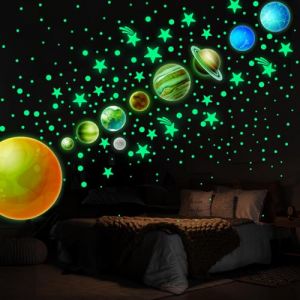 Étoiles phosphorescentes, autocollants phosphorescents pour système solaire, autocollants muraux pour plafond, étoiles phosphorescentes, autocollants muraux pour chambre d'enfant, salon (GIKPAX FR, neuf)