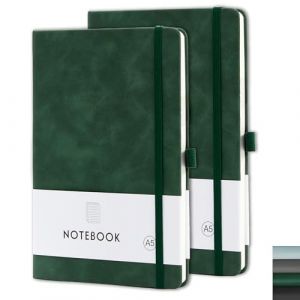 Tanou Lot de 2 carnets de notes lign&eacute;s au format A5, 200 pages, papier 80 g/m&sup2;, couverture rigide, avec passant pour stylo, pour l'&eacute;cole et le bureau, 14,5 x 21,5 cm (Tanou Bagages, neuf)