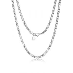 Suplight Grande Cha&icirc;ne pour Homme Acier Inoxydable 76 cm Men Chain Necklce Maille Gourmette Miami 3 mm Bijou Hip Hop Gar&ccedil;on Rapper Style (Suplight Jewellery, neuf)