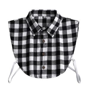 BrightGlow Col pour femme - Faux col - Insert de col pour homme et femme - Col amovible - Demi-chemise - Col &agrave; carreaux - Haut en coton - Accessoires de v&ecirc;tements, Noir , S (BrightGlowSH, neuf)