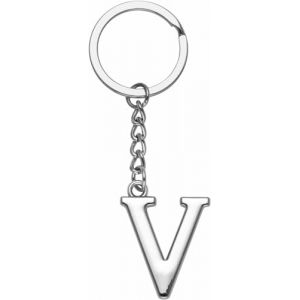 LUODAN Cadeau Femme Homme Porte-clés, Argent A-Z 26 lettre initiale pendentif porte-clés-Cadeaux Sœurs Amitié Collègue Papa Marraine Parrain idées Cadeaux Meilleur Ami Anniversaire (V) (hangzhoujiaranzhuangshicailiaoyouxiangongsi, neuf)