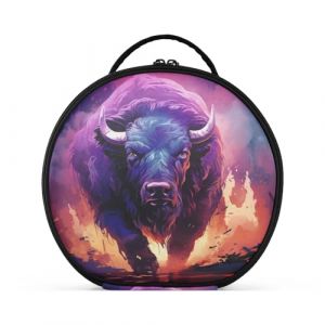 Vache De Feu Abstraite Violette Créativité Trousse Sac Cosmétique Circulaire de Maquillage Pochette Sacs avec Cloisons Amovibles pour Voyage Filles (HULAHULA, neuf)