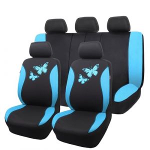 Flying Banner Housse de siège Auto en Maille Respirante, Motif Papillon coloré, Compatible avec Les airbags (Ensemble Complet, Bleu Menthe) (Flying Banner EU, neuf)