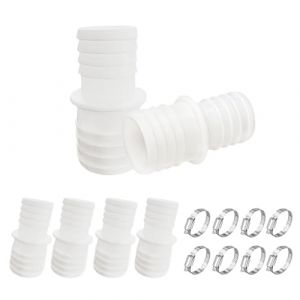 KLINNA Lot de 4 raccords de tuyau pour tuyau de piscine de 32 mm ou 38 mm - Avec colliers de serrage en acier inoxydable - Double embout en plastique pour raccordement à la pompe et au robinet d'arrêt (Mitsausli OÜ, neuf)