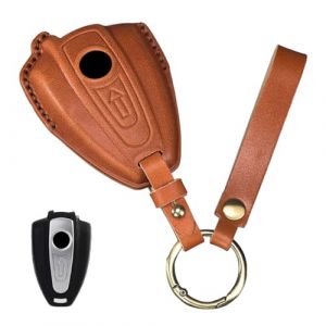HIBEYO Coque de cl&eacute; de moto compatible avec BMW R18 R18B R18TC Classique 100 ans Transcontinental Roctane Pelleteuse &Eacute;tui en cuir Porte-cl&eacute;s &Eacute;tui de protection Porte-cl&eacute;s Accessoires - Marron (bingomotor, neuf)