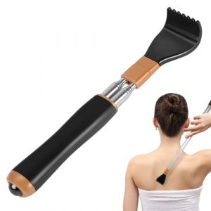 Gratte-dos télescopique, gratte-dos avec télescope renforcé et perles de massage, gratte-dos extensible vainqueur du test, gratte-dos pour hommes et femmes, gratte-dos stable (LINQIamz, neuf)
